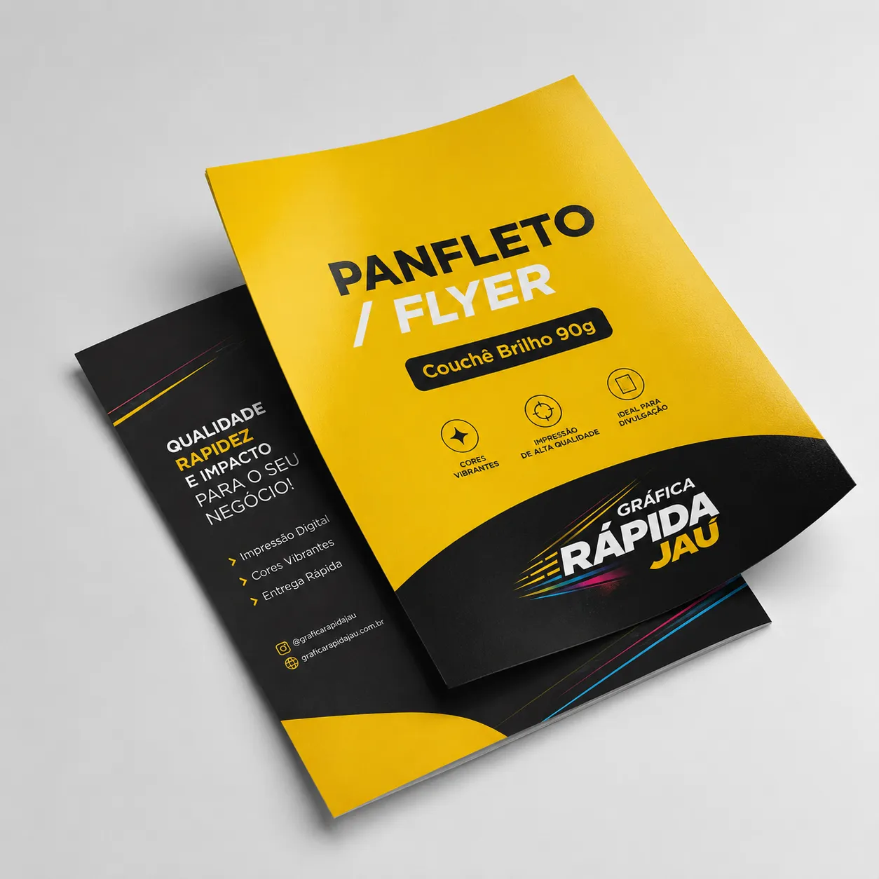 Folheto Em Couché Brilho - Couché Brilho 90g - 140x200mm - 4x4 frente e verso - Refile - GIV 14589