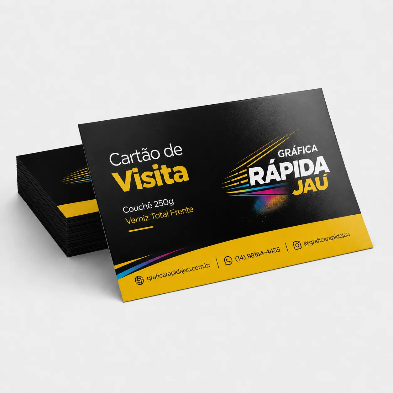 Cartão de Visita em Couché Brilho - Couché Brilho 250g - 88x48mm - 4x4 frente e verso - Verniz total frente - GIV 4536